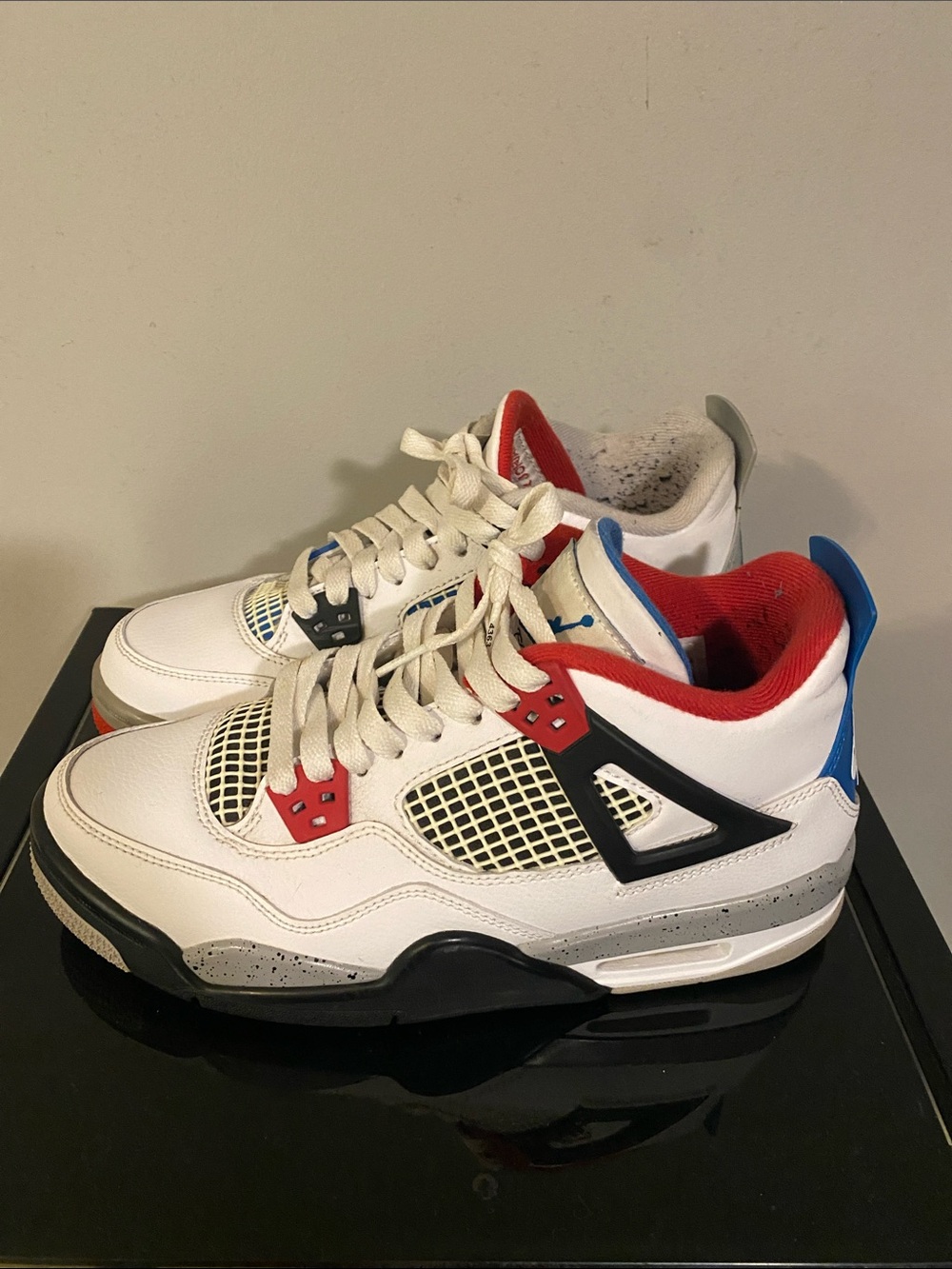 Jordan Retro 4 What The Grade School White Multicolor Retro Mesh Sneakers - Picture 2 of 6